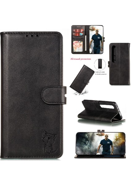Cüzdan Kılıf Için Xiaomi Mi 10/10 Pro Kabartmalı Kickstand Tüm Yuvarlak Manyetik (Yurt Dışından)