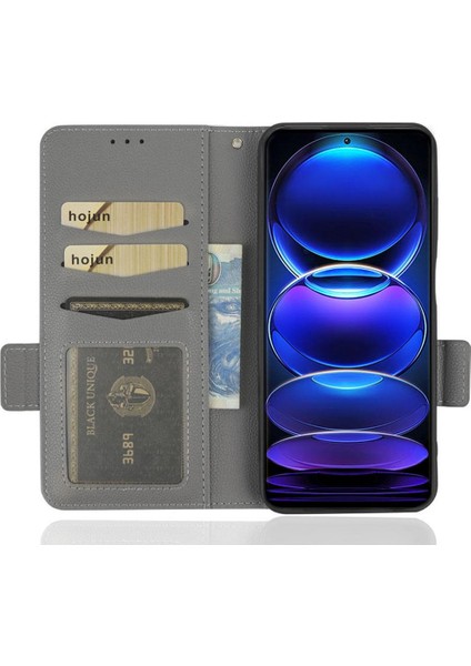 Xiaomi Redmi Için Not 12 5g Manyetik Kart Yuvaları Tutucu Pu Deri Kılıf (Yurt Dışından)