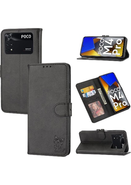 Cüzdan Kılıf Için Xiaomi Poco M4 Pro 4g Kabartmalı Manyetik Kapatma Kickstand (Yurt Dışından)