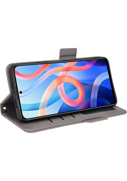 Xiaomi Poco M4 Pro 5g Pu Deri Yan Toka Cüzdan Kart Yuvaları (Yurt Dışından)