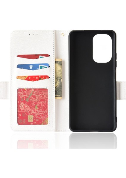 Xiaomi Poco F3 Yan Toka Manyetik Kart Yuvaları Tutucu Pu Deri Kılıf (Yurt Dışından)