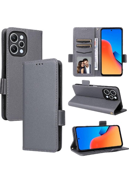 Xiaomi Redmi Için 12 4g Yan Toka Pu Deri Manyetik Kart Yuvaları (Yurt Dışından)