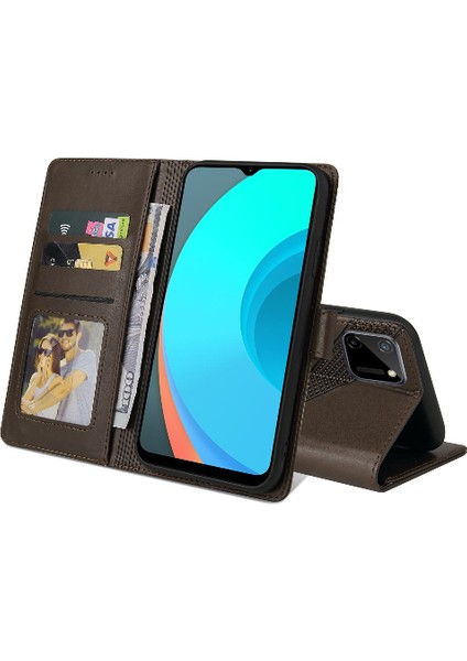 Realme C11 Kickstand Üç Kart Yuvaları Premium Deri 4 Için Flip Case (Yurt Dışından) indirimleri