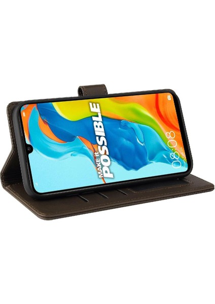 Huawei P30 Lite Premium Deri Kickstand 4 Köşe Üç Için Flip Case (Yurt Dışından)