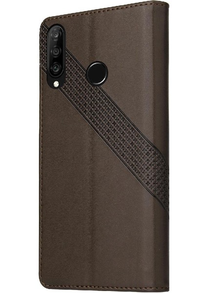 Huawei P30 Lite Premium Deri Kickstand 4 Köşe Üç Için Flip Case (Yurt Dışından)