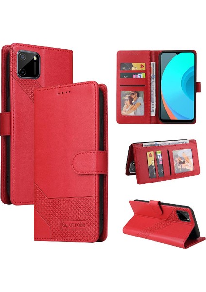 Realme C11 Kickstand Üç Kart Yuvaları Premium Deri 4 Için Flip Case (Yurt Dışından) fiyatları