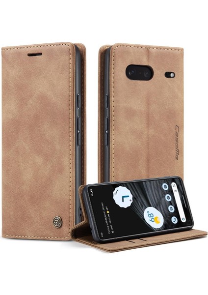 Google Piksel 7 Vaka Kart Yuvası Kickstand Manyetik Kapatma Pu Için Flip Case (Yurt Dışından)