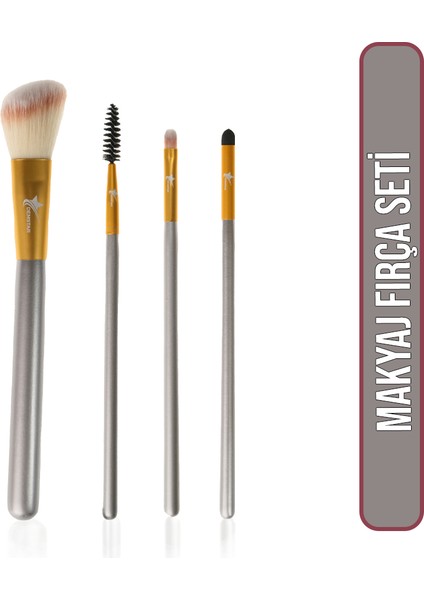 Professional Makeup Brush Champagne Serisi 4'Lü Set (No:14-17-23-24) Makyaj Fırça Seti