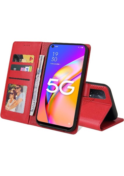 Oppo A93 5g Premium Deri Üç Kart Yuvaları Kickstand 4 Için Flip Case (Yurt Dışından)