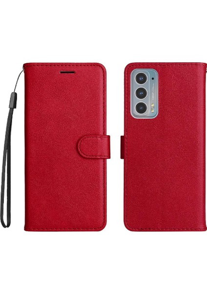 Motorola Kenar 20 Klasik Düz Renk Için Flip Case Kart Yuvası ile Yüksek (Yurt Dışından)