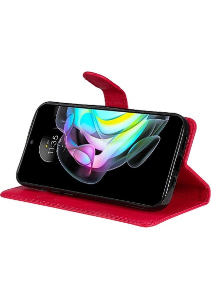 Motorola Kenar 20 Klasik Düz Renk Için Flip Case Kart Yuvası ile Yüksek (Yurt Dışından)