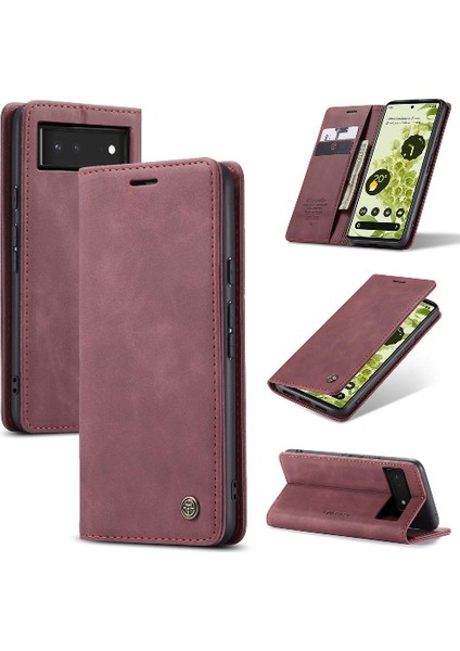 Google Piksel 6 Vintage Pu Deri Cüzdan Kılıf Için Flip Case Kart Yuvası Flip (Yurt Dışından)