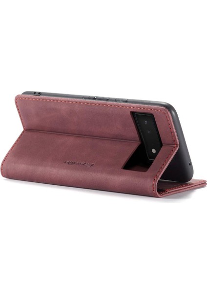 Google Piksel 6 Vintage Pu Deri Cüzdan Kılıf Için Flip Case Kart Yuvası Flip (Yurt Dışından)