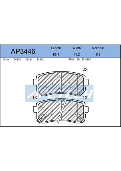 Disk Balata Arka AP3446 Accent-Iıı Era 1.4 1.5 Crdı Ceed I20 1.6 Sportage 583021GA00 Gold