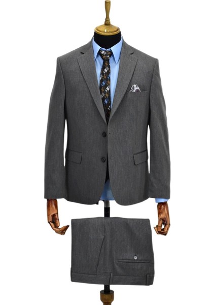 Erkek Gri 4 Drop Takım Elbise NT-5018-01