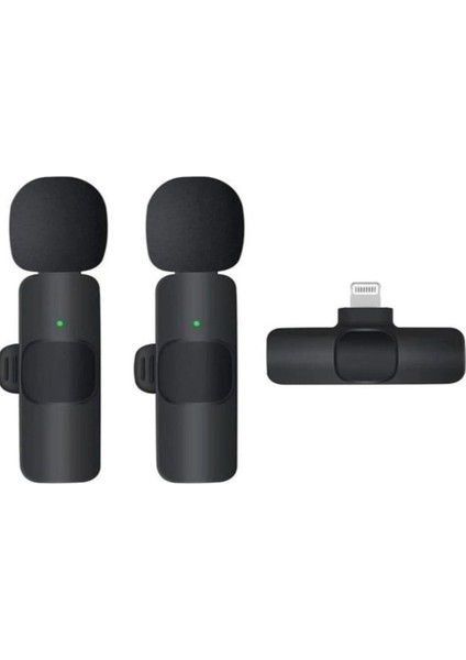 Iphone Uyumlu Ikili Kablosuz Yaka Mikrofonu Youtube Facebook Tiktok Vlog iphone Io fiyatları