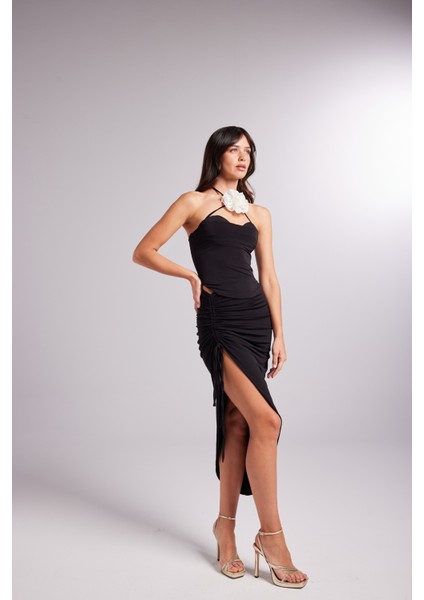 Ayarlanabilir Büzgülü Midi Poena Etek Siyah fiyatları