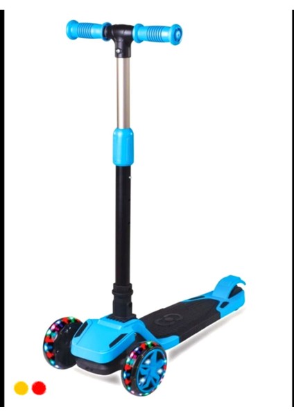 Mavi Erkek Cocuk Mavi Cool Whells Scooter Isikli 3 Tekerlekli Cocuk Scooter Egitici Oyuncaklar 3 4+