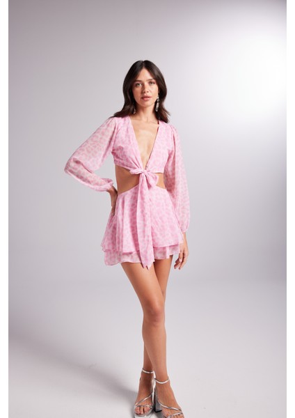 Kadın Pembe Mini Boy Astarlı Pinky Elbise