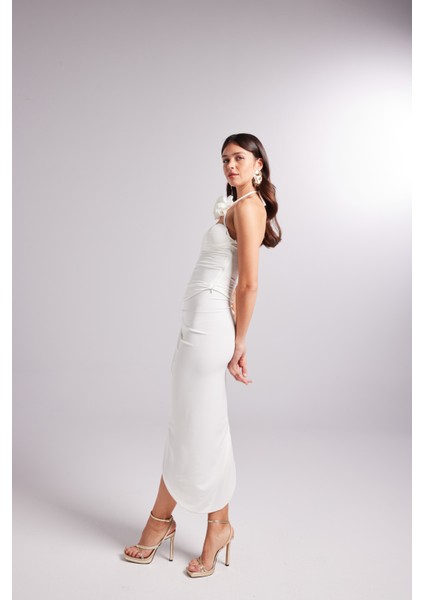 Ayarlanabilir Büzgülü Midi Poena Etek Beyaz indirimleri