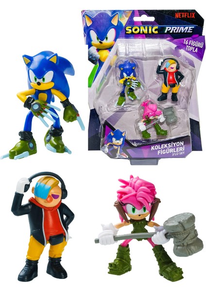 Sonic Prime 3 Lü Figür Blister Set - Sonic + Dr. Don't + Amy Rose 6.5 cm - SON2020