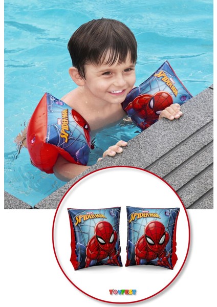 Spiderman Örümcek Adam Figürlü Deniz Havuz Çocuk Yüzücü Kolluk - (3 - 6 Yaş Arası) - 23 x 15 cm