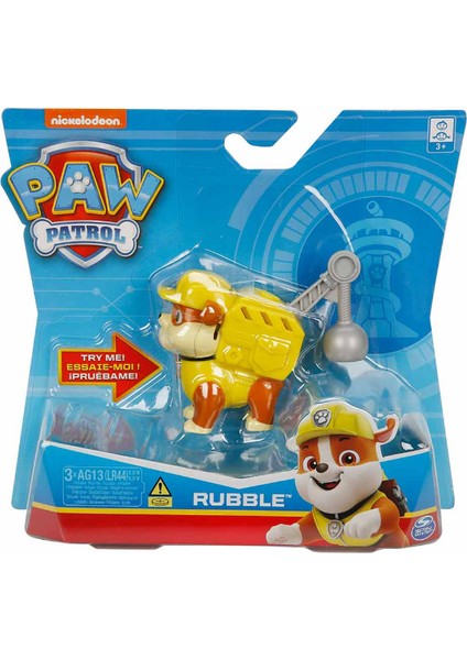 Paw Patrol Müzikli ve Rozetli Kahramanlar - Rubble - 10 cm