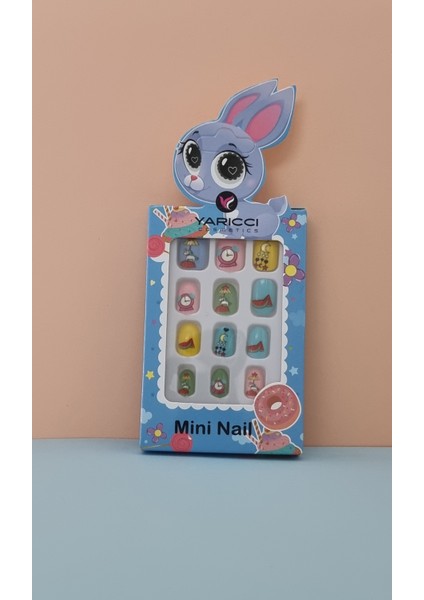 12 Li Yapışkan Stickerlı Çocuk Takma Tırnak Oyuncak Seti - 5 - 14 Yaş Arası - Model 14