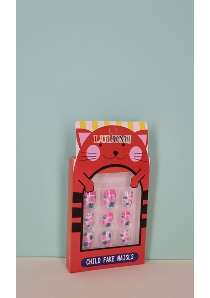 12 Li Yapışkan Stickerlı Renkli Baskılı Çocuk Takma Tırnak Oyuncak Seti - 5- 14 Yaş Arası - Model 43