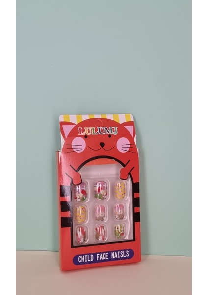 12 Li Yapışkan Stickerlı Renkli Baskılı Çocuk Takma Tırnak Oyuncak Seti - 5- 14 Yaş Arası - Model 39