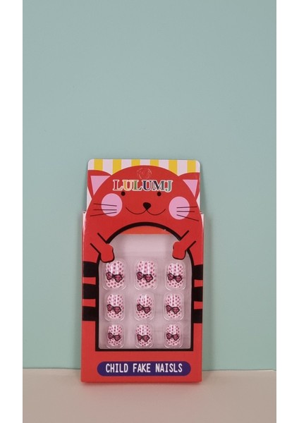 12 Li Yapışkan Stickerlı Renkli Baskılı Çocuk Takma Tırnak Oyuncak Seti - 5- 14 Yaş Arası - Model 47