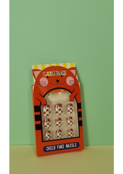 12 Li Yapışkan Stickerlı Renkli Baskılı Çocuk Takma Tırnak Oyuncak Seti - 5- 14 Yaş Arası - Model 31