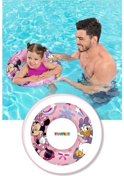 Minnie Mouse Disney Figürlü Deniz Havuz Çocuk Yüzücü Simit - (3 - 6 Yaş Arası) - 56 cm 91040
