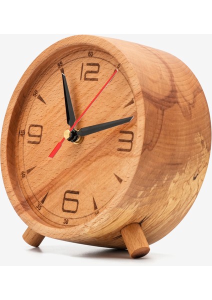 El Yapımı Yuvarlak Ahşap Masaüstü Saat Rakamlı Minimalist Tasarım fiyatları