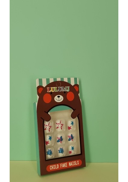 12 Li Yapışkan Stickerlı Renkli Baskılı Çocuk Takma Tırnak Oyuncak Seti - 5- 14 Yaş Arası - Model 27