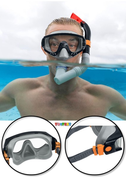 Spark Wave Snorkel Set Dalış Maskesi Deniz Havuz Yüzücü Gözlüğü Gözlük Maske- Siyah - (14 Yaş Üstü ) - 24068