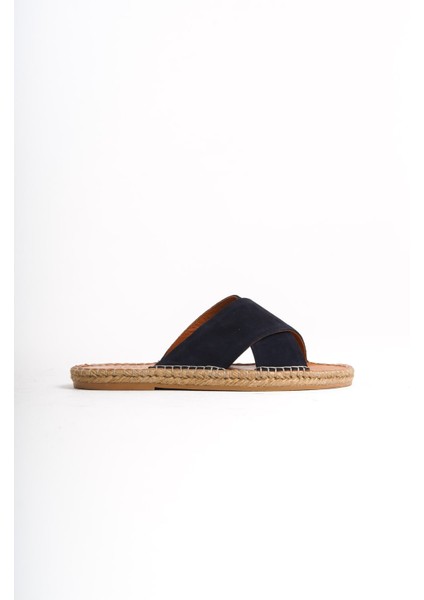 Erkek Deri Süet Çapraz Bantlı Jüt Taban Lacivert Terlik -MSSR5959-LCV fırsatları