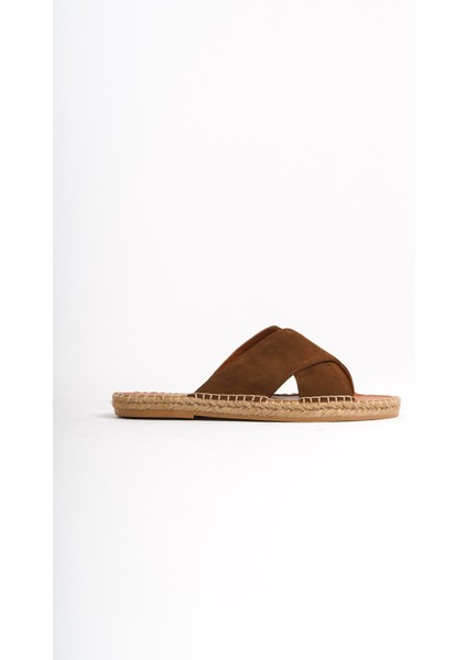 Erkek Deri Süet Çapraz Bantlı Jüt Taban Taba Terlik -MSSR5959-TB fırsatları