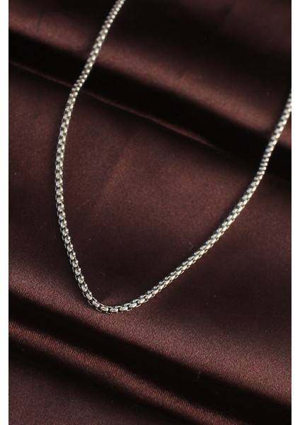 316L Çelik Gümüş Renk Ince Bakla Zincir Erkek Kolye