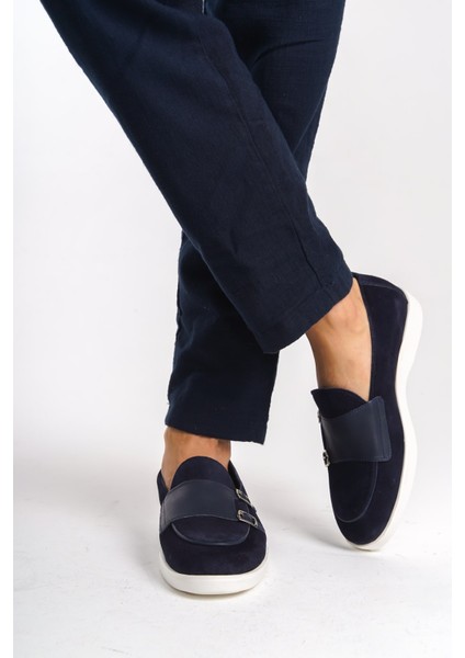Hakiki Deri MBKRY105-LCV Erkek Toka Detay Lacivert Loafer modelleri
