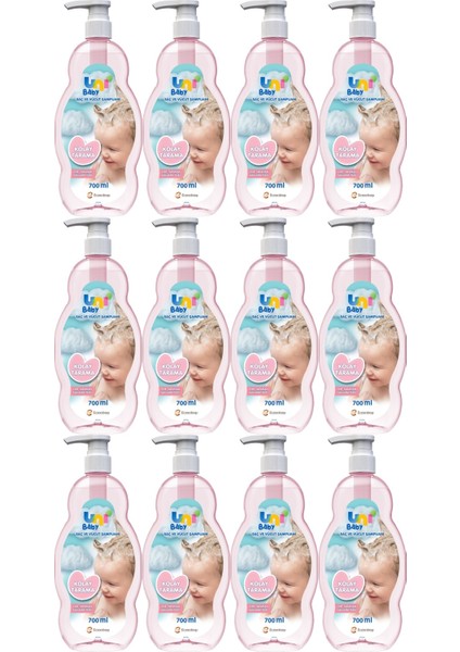 Bebek Kolay Tarama Saç ve Vücut Şampuanı 700ML (Pompalı) (12 Li Set)