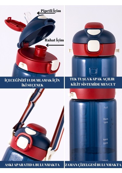 Tritan Pipetli - Pipetsiz Kullanılabilen Matara - 550 ml