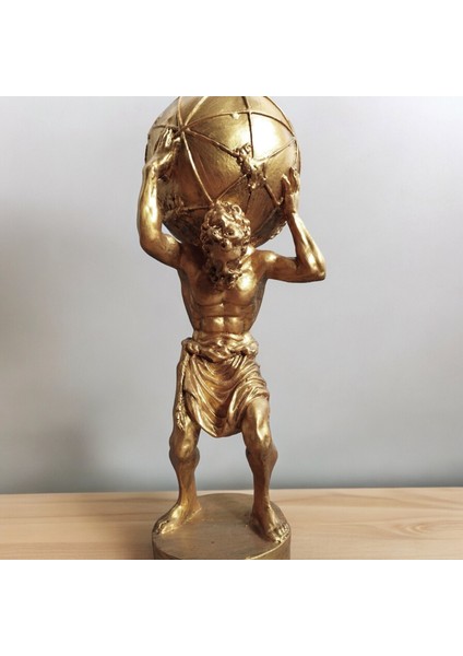 Sırtında Dünya Taşıyan Büyük Boy Atlas Heykeli Modern, Lüks Ev ve Ofis Raf Dekoru