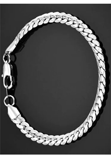 Ezme Hasır Yassı Yılan Gümüş Kadın Erkek Kadın 316L Unisex Çelik Bileklik Künye