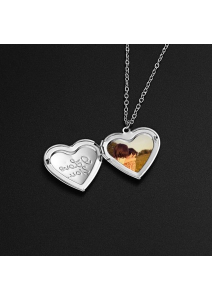 316L Çelik Gümüş Içi Açılır Kalp I Love You Kapaklı Fotoğraf Koyulabilen Kadın Kolye modelleri
