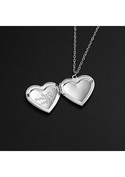 316L Çelik Gümüş Içi Açılır Kalp I Love You Kapaklı Fotoğraf Koyulabilen Kadın Kolye fırsatları