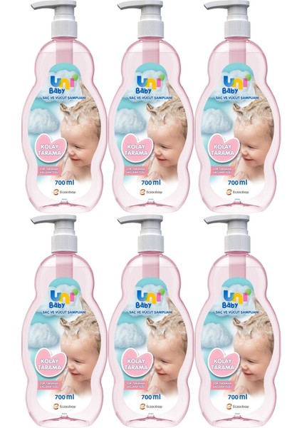 Bebek Kolay Tarama Saç ve Vücut Şampuanı 700ML (Pompalı) (6 Lı Set)