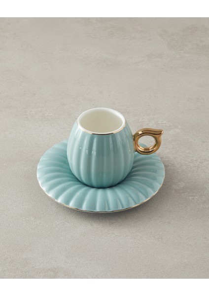 Polka New Bone China 4 Parça 2 Kişilik Kahve Fincan Takımı Mint modelleri