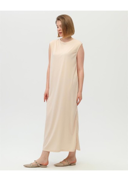 Defile Içlik Sade Basic Kolsuz Elbise - 06041.023 - Krem