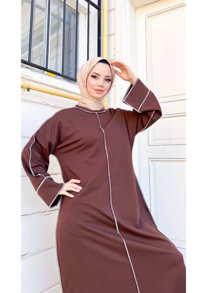 Mevlana Oversize Pamuklu Elbise - 71167.110 - Acı Kahve